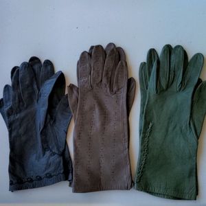 3 Pair of Vintage Leather Gloves 1950s